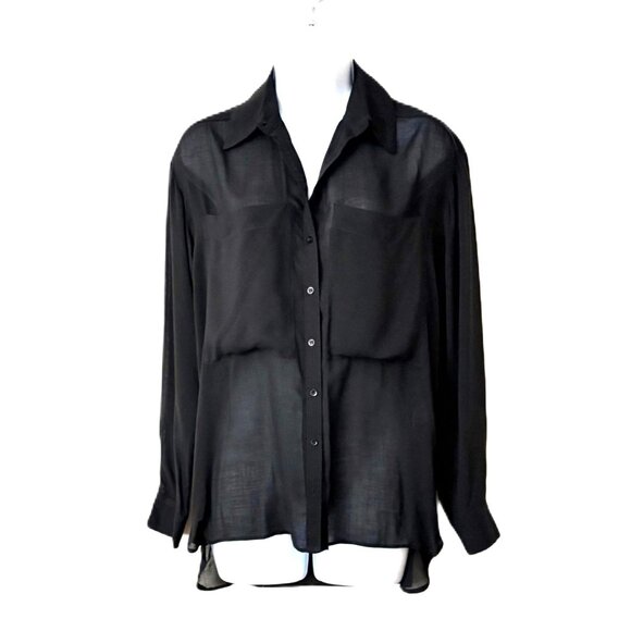Maje Black Sheer Long- Sleeved Shirt - Picture 8 of 8